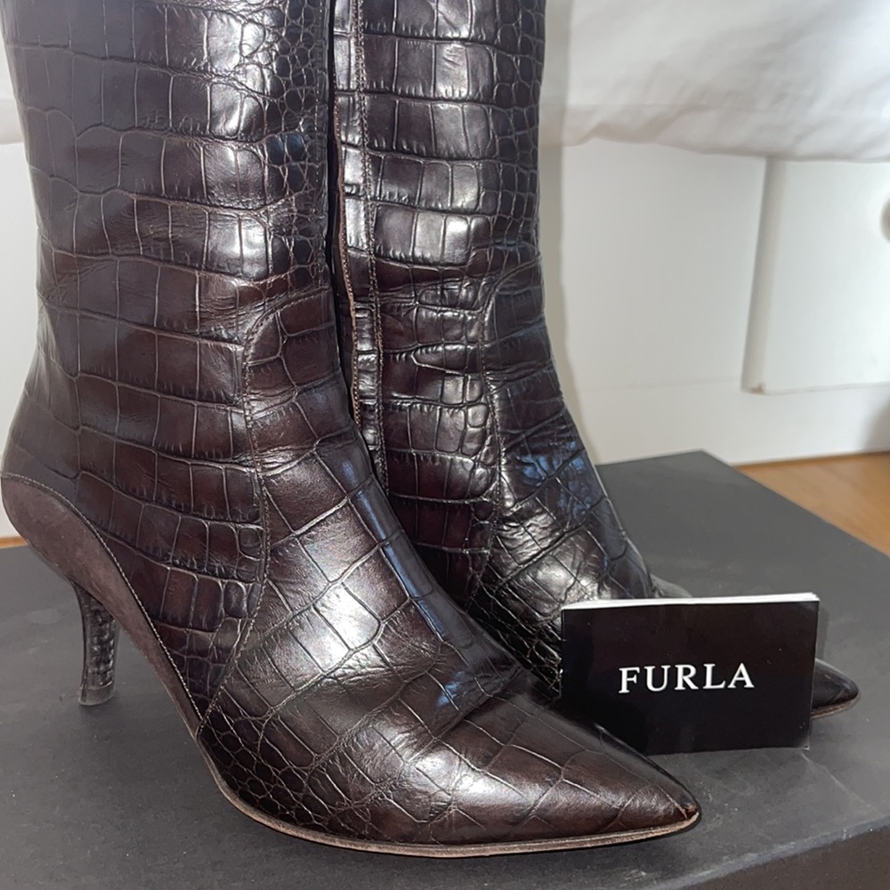 Furla Brown Snakeskin Boots